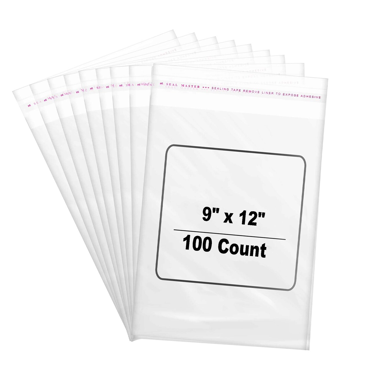 100 Count Clear Cellophane Resealable Bags 9" x 12" Poly Self Seal Envelopes 1.2 Mil